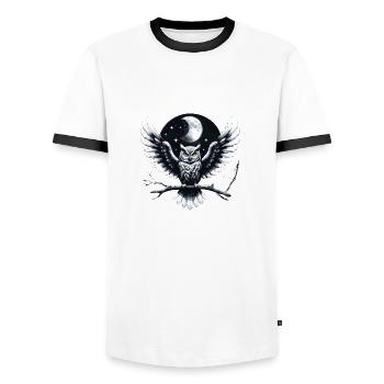 eule - Männer Kontrast-T-Shirt - Weiß/Schwarz - Vorne - AI Model Female 172 light (172cm) & AI Model Male 178 dark (178cm)