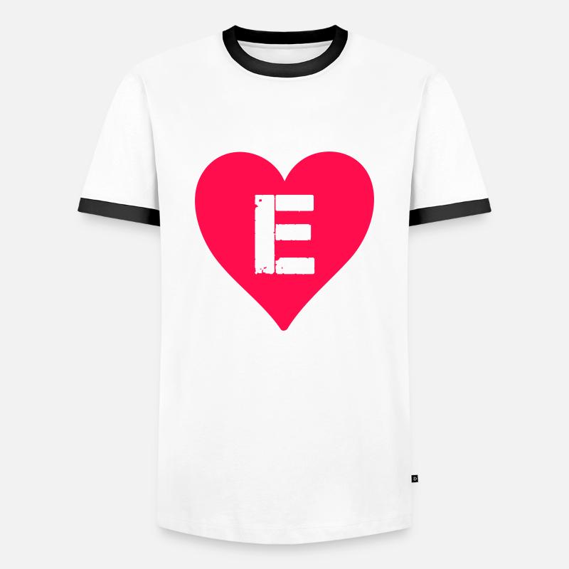 herz buchstabe e - Männer Kontrast-T-Shirt - Weiß/Schwarz