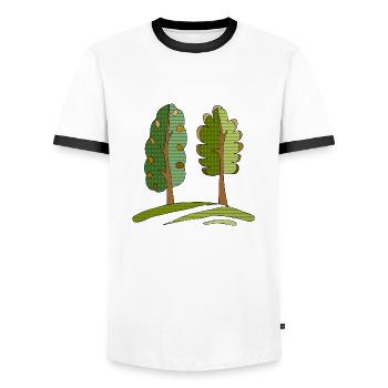 Baum - Männer Kontrast-T-Shirt - Weiß/Schwarz - Vorne - AI Model Female 172 light (172cm) & AI Model Male 178 dark (178cm)