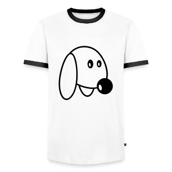 Dog Face Small Happy Pet Head Cute - Men's Ringer Shirt - white/black - Front - AI Model Female 172 light (172cm) & AI Model Male 178 dark (178cm)