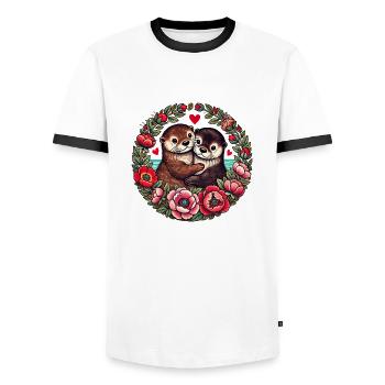 Amour de la loutre - T-shirt contrasté Homme - blanc/noir - Devant - AI Model Female 172 light (172cm) & AI Model Male 178 dark (178cm)