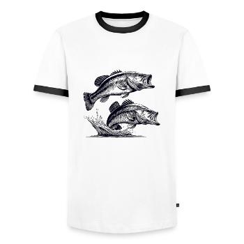 Bass Fishing - Männer Kontrast-T-Shirt - Weiß/Schwarz - Vorne - AI Model Female 172 light (172cm) & AI Model Male 178 dark (178cm)