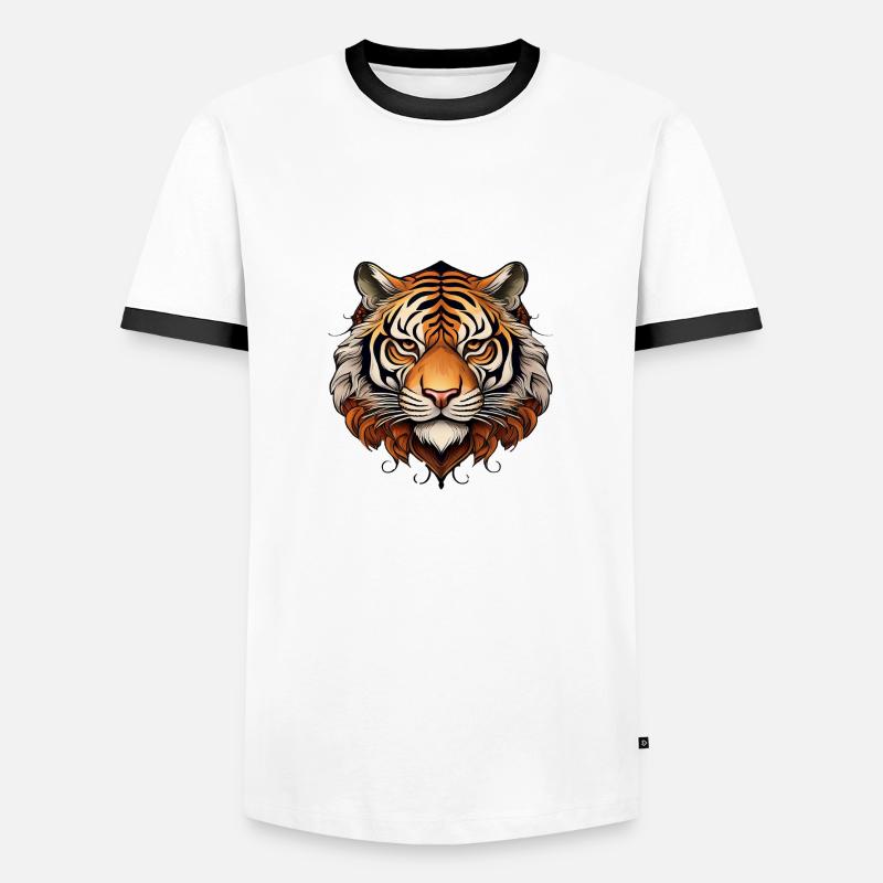 Tiger - Männer Kontrast-T-Shirt - Weiß/Schwarz