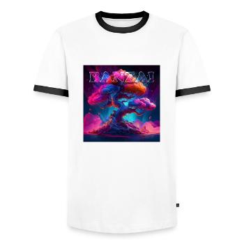 Banzai - Männer Kontrast-T-Shirt - Weiß/Schwarz - Vorne - AI Model Female 172 light (172cm) & AI Model Male 178 dark (178cm)