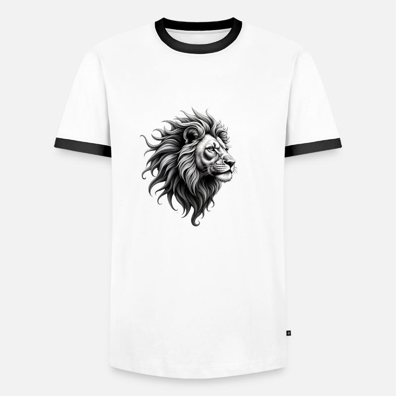 Löwe-Geist - Männer Kontrast-T-Shirt - Weiß/Schwarz