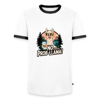 No Prob-llama - T-shirt contrasté Homme - blanc/noir - Devant - AI Model Female 172 light (172cm) & AI Model Male 178 dark (178cm)