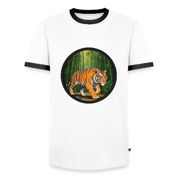 Tigre dans la jungle - T-shirt contrasté Homme - blanc/noir - Devant - AI Model Female 172 light (172cm) & AI Model Male 178 dark (178cm)