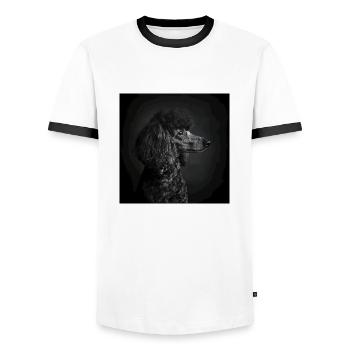 Animaux noirs - Caniche noir - T-shirt contrasté Homme - blanc/noir - Devant - AI Model Female 172 light (172cm) & AI Model Male 178 dark (178cm)