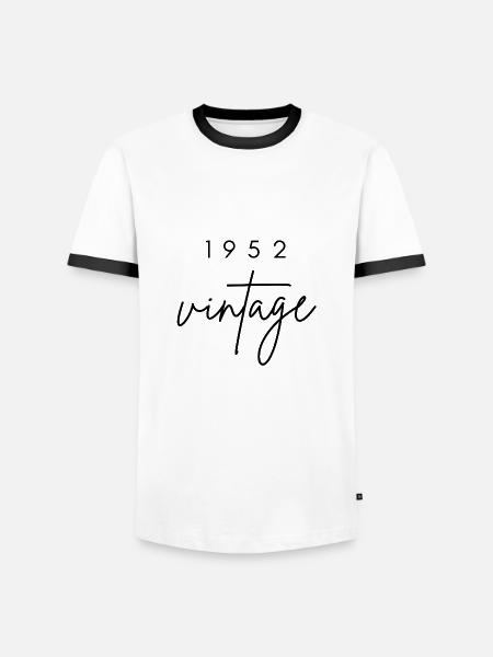 Vintage 1952 Verjaardag - Mannen contrastshirt - wit/zwart