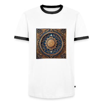 Ramadan Gift Eid Mubarak Islam Allah Muslim - Men's Ringer Shirt - white/black - Front - AI Model Female 172 light (172cm) & AI Model Male 178 dark (178cm)