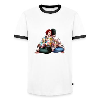 Tantric Yoga - Männer Kontrast-T-Shirt - Weiß/Schwarz - Vorne - AI Model Female 172 light (172cm) & AI Model Male 178 dark (178cm)