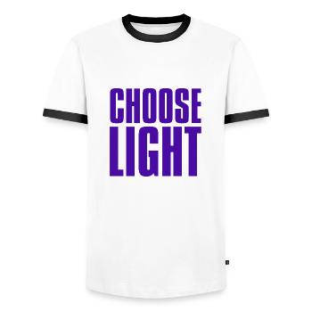 Choisissez la lumière - T-shirt contrasté Homme - blanc/noir - Devant - AI Model Female 172 light (172cm) & AI Model Male 178 dark (178cm)