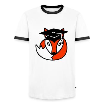 Fuchs Abitur Schulabschluss Zeugnisse College Hut - Männer Kontrast-T-Shirt - Weiß/Schwarz - Vorne - AI Model Female 172 light (172cm) & AI Model Male 178 dark (178cm)