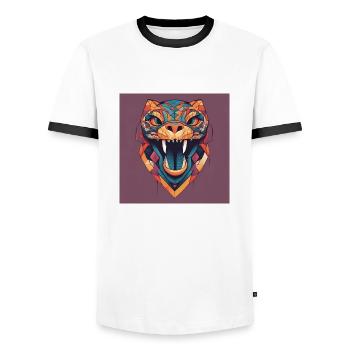 Panther - Men's Ringer Shirt - white/black - Front - AI Model Female 172 light (172cm) & AI Model Male 178 dark (178cm)