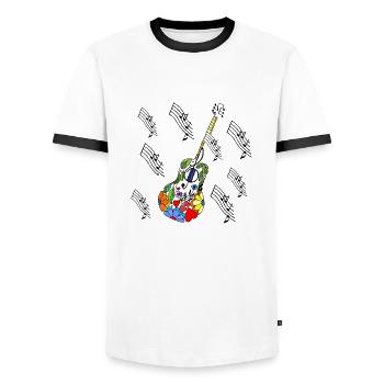 Gitarre - Männer Kontrast-T-Shirt - Weiß/Schwarz - Vorne - AI Model Female 172 light (172cm) & AI Model Male 178 dark (178cm)
