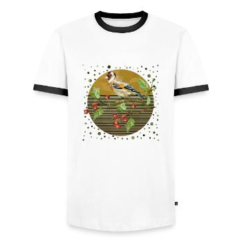 Bunter Vogel - Männer Kontrast-T-Shirt - Weiß/Schwarz - Vorne - AI Model Female 172 light (172cm) & AI Model Male 178 dark (178cm)