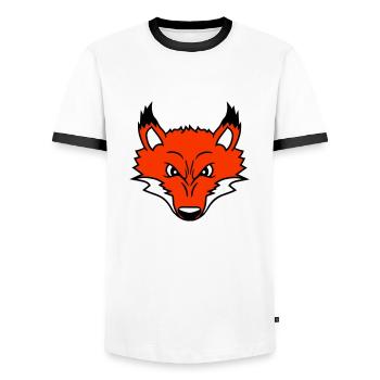 Renard, Mauvais œil, Dangereux, Renard roux, Animal sauvage - T-shirt contrasté Homme - blanc/noir - Devant - AI Model Female 172 light (172cm) & AI Model Male 178 dark (178cm)