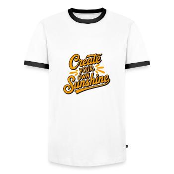 Create Your Own Sunshine - Men's Ringer Shirt - white/black - Front - AI Model Female 172 light (172cm) & AI Model Male 178 dark (178cm)