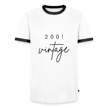 Vintage 2001 Birthday - Men's Ringer Shirt - white/black - Front - AI Model Female 172 light (172cm) & AI Model Male 178 dark (178cm)