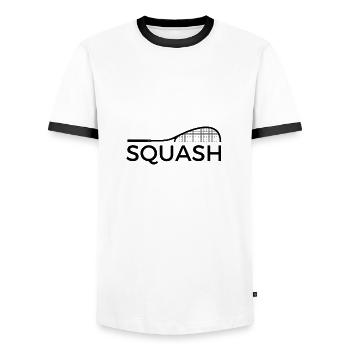 Conception de t-shirt de squash avec raquette - T-shirt contrasté Homme - blanc/noir - Devant - AI Model Female 172 light (172cm) & AI Model Male 178 dark (178cm)