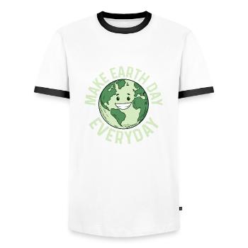 Make Earth Day Everyday Planet Environmental - Men's Ringer Shirt - white/black - Front - AI Model Female 172 light (172cm) & AI Model Male 178 dark (178cm)