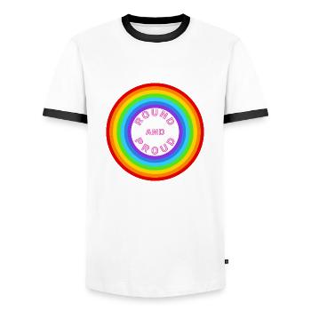 Rond et fier ! LGBTQ+, SDC, Arc-en-ciel - T-shirt contrasté Homme - blanc/noir - Devant - AI Model Female 172 light (172cm) & AI Model Male 178 dark (178cm)