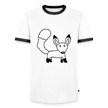 Renard Renard roux Animal sauvage Intelligent Habitants de la forêt - T-shirt contrasté Homme - blanc/noir - Devant - AI Model Female 172 light (172cm) & AI Model Male 178 dark (178cm)