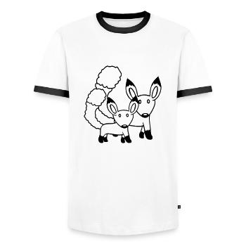 2 Foxes Mother Red Fox Little Child Father Mom - Men's Ringer Shirt - white/black - Front - AI Model Female 172 light (172cm) & AI Model Male 178 dark (178cm)