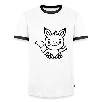 Renard Renard roux Animal sauvage Intelligent Habitants de la forêt - T-shirt contrasté Homme - blanc/noir - Devant - AI Model Female 172 light (172cm) & AI Model Male 178 dark (178cm)
