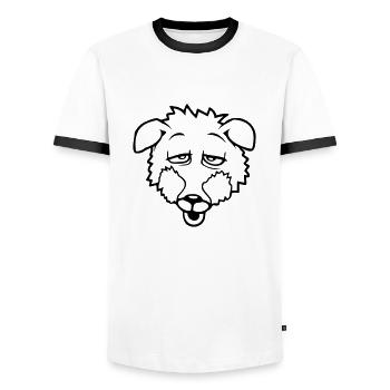 renard yeux fatigués épuisé somnolent trop fatigué mignon - T-shirt contrasté Homme - blanc/noir - Devant - AI Model Female 172 light (172cm) & AI Model Male 178 dark (178cm)