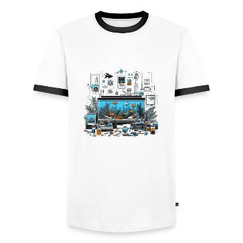 Unterwasserwelt der Aquarien, aquarium - Männer Kontrast-T-Shirt - Weiß/Schwarz - Vorne - AI Model Female 172 light (172cm) & AI Model Male 178 dark (178cm)