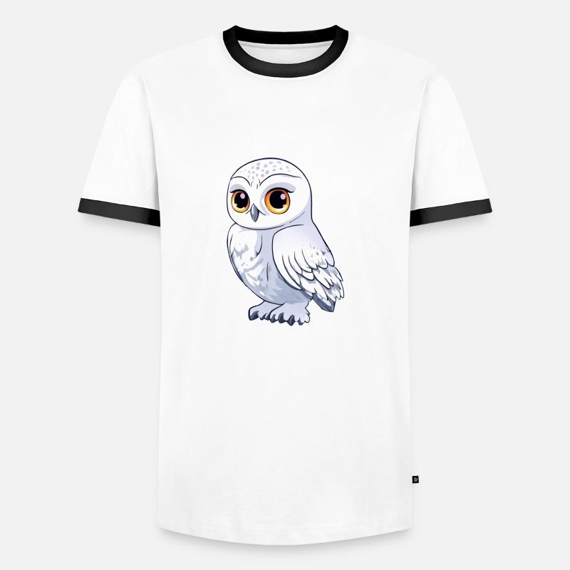 weiße eule - Männer Kontrast-T-Shirt - Weiß/Schwarz