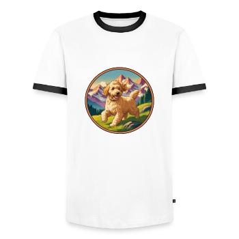 Golden Doodles Berge Vitage - Männer Kontrast-T-Shirt - Weiß/Schwarz - Vorne - AI Model Female 172 light (172cm) & AI Model Male 178 dark (178cm)
