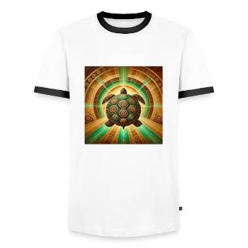 Tortue power animal - T-shirt contrasté Homme - blanc/noir - Devant - AI Model Female 172 light (172cm) & AI Model Male 178 dark (178cm)