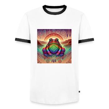 Power Animal Frog - Men's Ringer Shirt - white/black - Front - AI Model Female 172 light (172cm) & AI Model Male 178 dark (178cm)