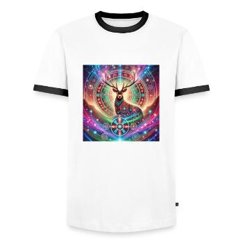 Cerf animal spirituel - T-shirt contrasté Homme - blanc/noir - Devant - AI Model Female 172 light (172cm) & AI Model Male 178 dark (178cm)