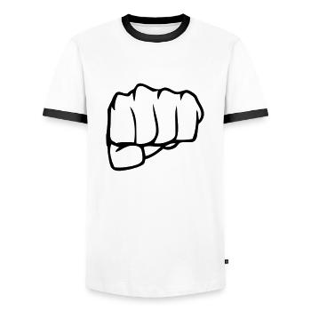 poing - T-shirt contrasté Homme - blanc/noir - Devant - AI Model Female 172 light (172cm) & AI Model Male 178 dark (178cm)
