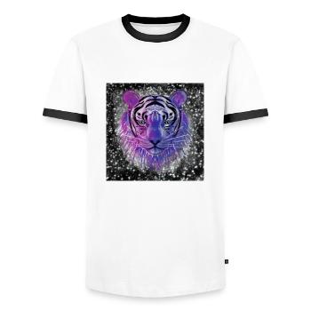 Tiger "Wild Spirit" - Männer Kontrast-T-Shirt - Weiß/Schwarz - Vorne - AI Model Female 172 light (172cm) & AI Model Male 178 dark (178cm)