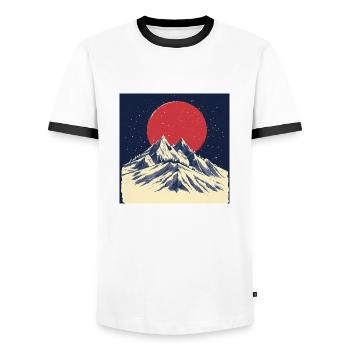 Mountain day - Männer Kontrast-T-Shirt - Weiß/Schwarz - Vorne - AI Model Female 172 light (172cm) & AI Model Male 178 dark (178cm)