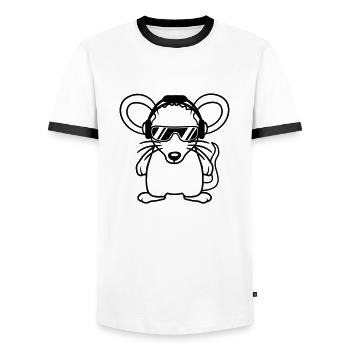 Mouse Sunglasses Cool Headphones Party Music Listening - Men's Ringer Shirt - white/black - Front - AI Model Female 172 light (172cm) & AI Model Male 178 dark (178cm)
