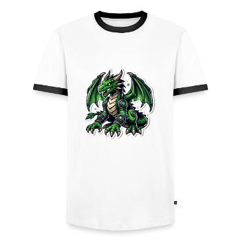 Cybernetic Green Dragon - Männer Kontrast-T-Shirt - Weiß/Schwarz - Vorne - AI Model Female 172 light (172cm) & AI Model Male 178 dark (178cm)