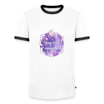 Mystisches Mondkind Himmlische Boho Astrologie - Männer Kontrast-T-Shirt - Weiß/Schwarz - Vorne - AI Model Female 172 light (172cm) & AI Model Male 178 dark (178cm)