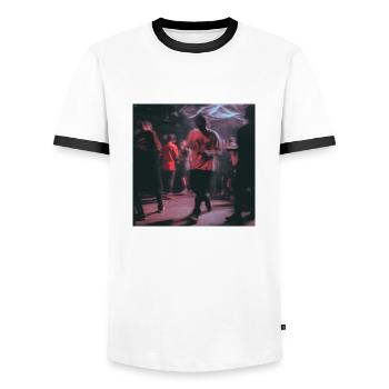Techno dude - Männer Kontrast-T-Shirt - Weiß/Schwarz - Vorne - AI Model Female 172 light (172cm) & AI Model Male 178 dark (178cm)