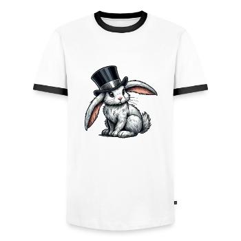 Cylindre de lapin - T-shirt contrasté Homme - blanc/noir - Devant - AI Model Female 172 light (172cm) & AI Model Male 178 dark (178cm)