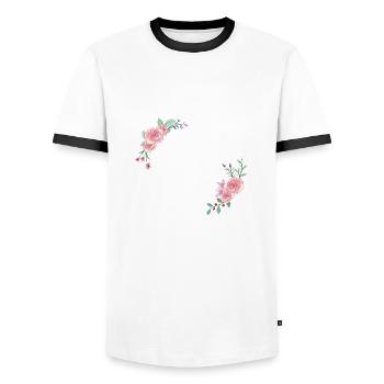 Rosa Blumenbuchstabe x - Männer Kontrast-T-Shirt - Weiß/Schwarz - Vorne - AI Model Female 172 light (172cm) & AI Model Male 178 dark (178cm)