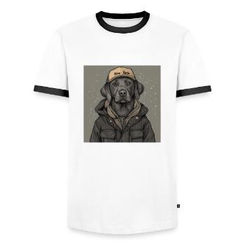 My friend Bo - Männer Kontrast-T-Shirt - Weiß/Schwarz - Vorne - AI Model Female 172 light (172cm) & AI Model Male 178 dark (178cm)