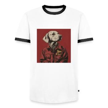 My friend Owen - Männer Kontrast-T-Shirt - Weiß/Schwarz - Vorne - AI Model Female 172 light (172cm) & AI Model Male 178 dark (178cm)