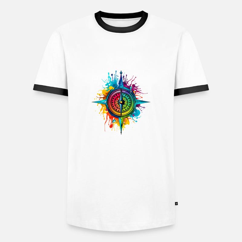 Compass - Men's Ringer Shirt - white/black