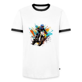Motocross - Männer Kontrast-T-Shirt - Weiß/Schwarz - Vorne - AI Model Female 172 light (172cm) & AI Model Male 178 dark (178cm)
