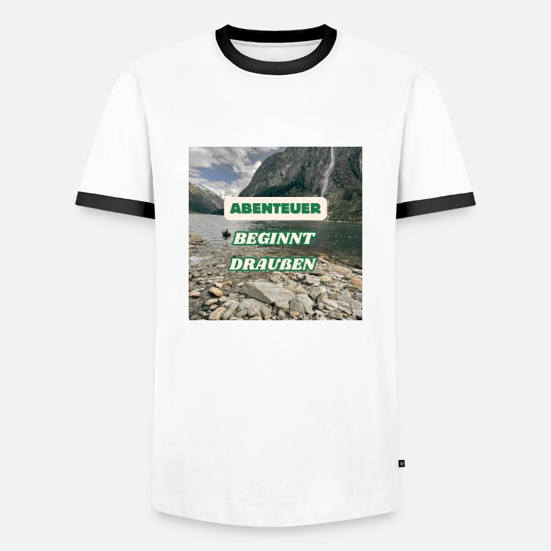 Abenteuer beginnt draußen - Männer Kontrast-T-Shirt - Weiß/Schwarz